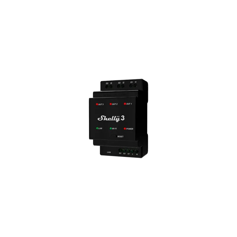 Shelly Pro 3 DIN Rail 3-channel Relay, WiFi/LAN